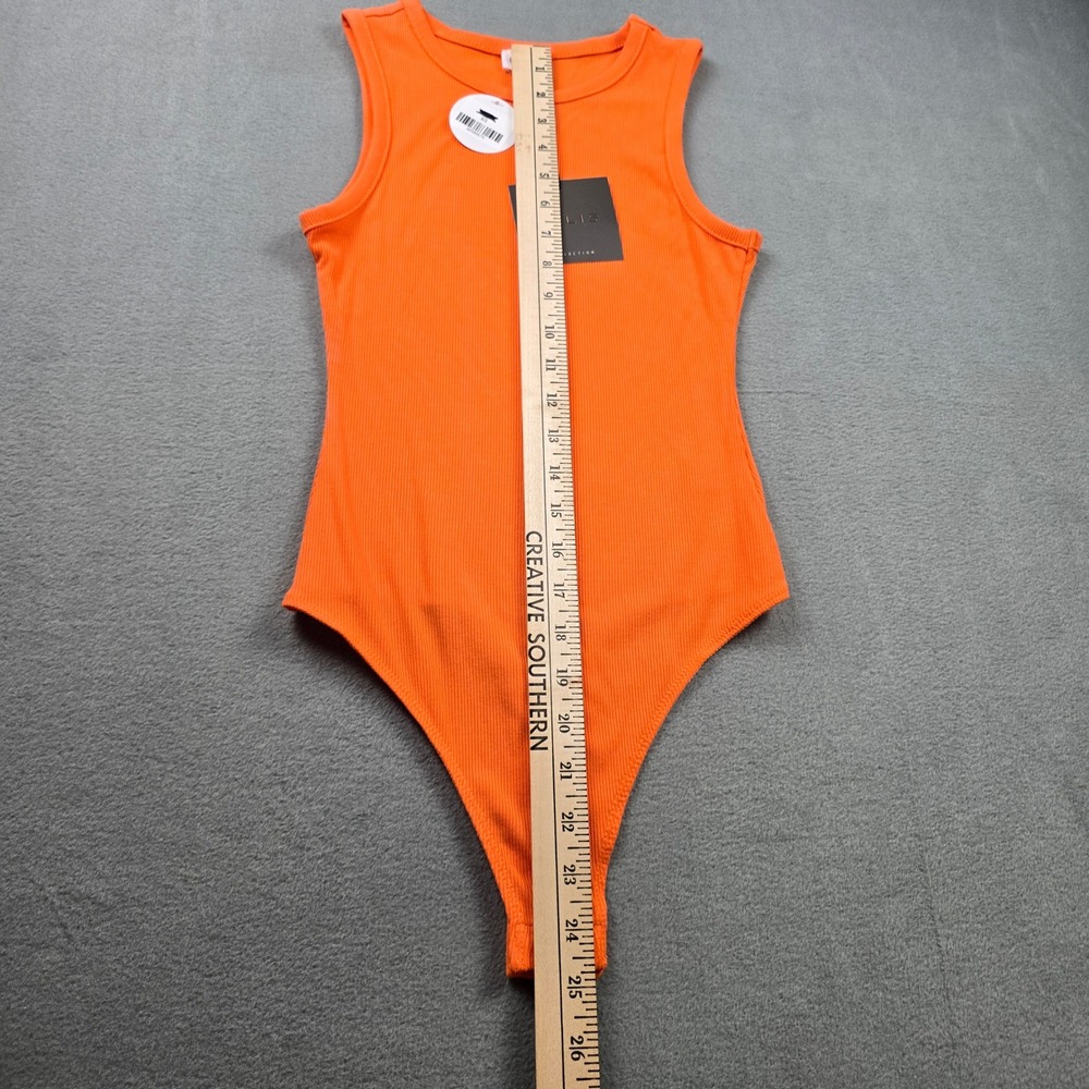 Le Lis Collection Womens Ribbed Sleeveless Bodysuit Orange XS New - Picture 3 of 7